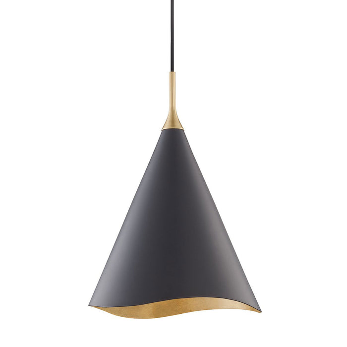 Martini Pendant Light in Aged Brass and Black.