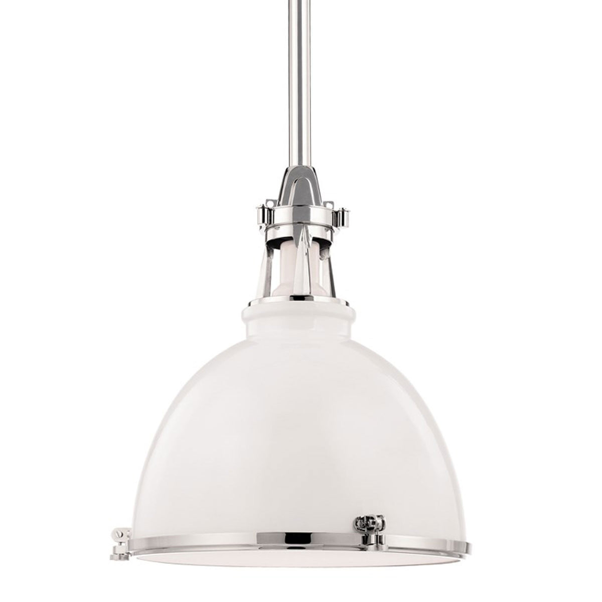 Massena Pendant Light in White/Polished Nickel (Large).
