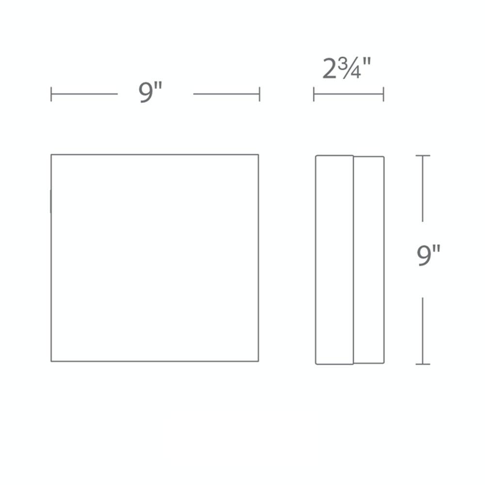 Matrix Square LED Flush Mount Ceiling Light- line drawing.