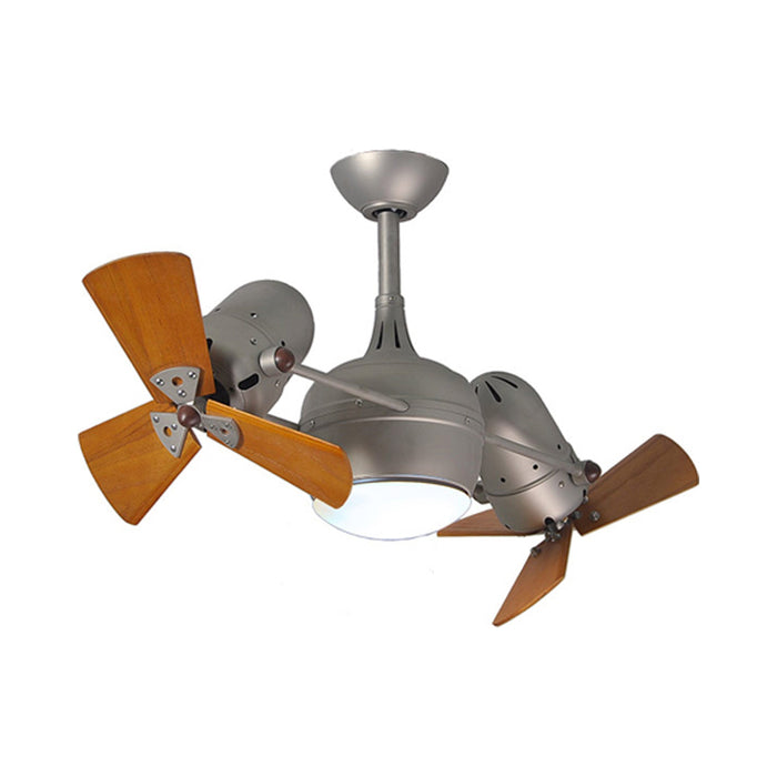 Dagny Indoor / Outdoor LED Dual Ceiling Fan in Brushed Nickel/Mahogany (Wood) with Light Kit.