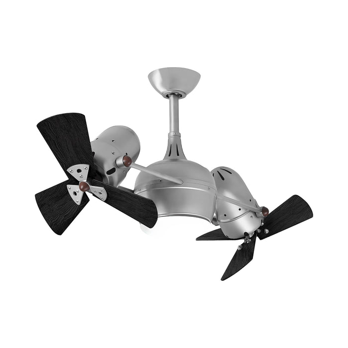 Dagny Indoor / Outdoor LED Dual Ceiling Fan in Brushed Nickel/Matte Black (Wood) with Light Kit.