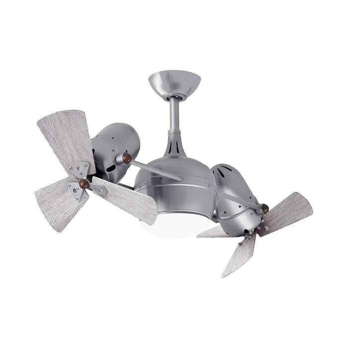 Dagny Indoor / Outdoor LED Dual Ceiling Fan in Brushed Nickel/Barnwood (Wood) with Light Kit.