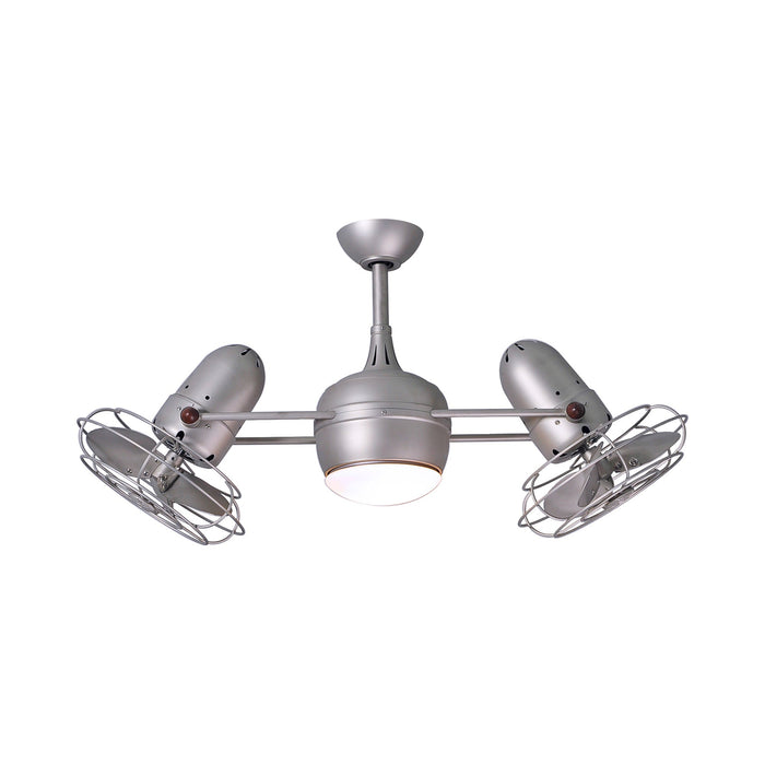 Dagny Indoor / Outdoor LED Dual Ceiling Fan in Brushed Nickel/Brushed Nickel (Metal) with Light Kit.