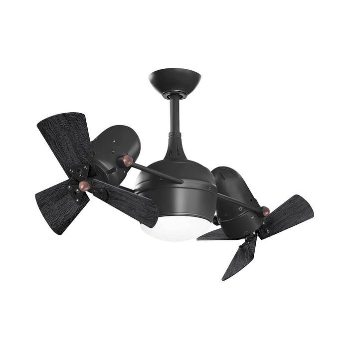 Dagny Indoor / Outdoor LED Dual Ceiling Fan in Matte Black/Matte Black (Wood) with Light Kit.