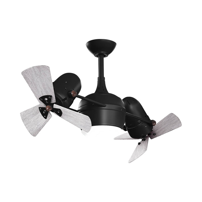 Dagny Indoor / Outdoor LED Dual Ceiling Fan in Matte Black/Barnwood (Wood) with Light Kit.