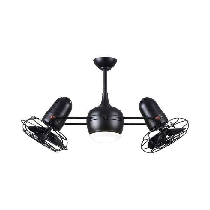 Dagny Indoor / Outdoor LED Dual Ceiling Fan in Matte Black (Metal) with Light Kit.