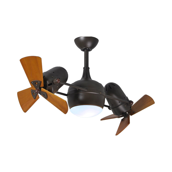 Dagny Indoor / Outdoor LED Dual Ceiling Fan in Textured Bronze/Mahogany (Wood) with Light Kit.