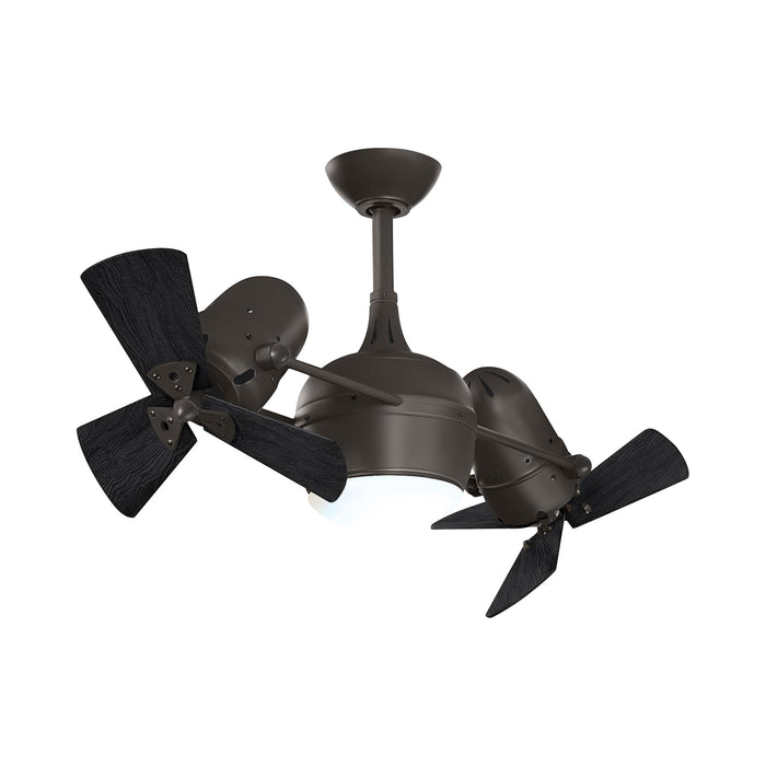 Dagny Indoor / Outdoor LED Dual Ceiling Fan in Textured Bronze/Matte Black (Wood) with Light Kit.