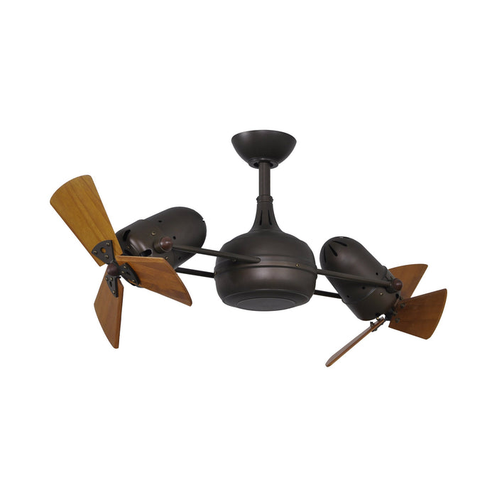 Dagny Indoor / Outdoor LED Dual Ceiling Fan in Textured Bronze/Mahogany (Wood) Without Light Kit.