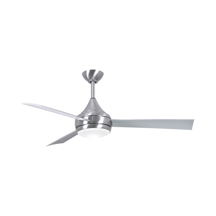 Donaire LED Outdoor Ceiling Fan in Brushed Stainless/Gloss White.
