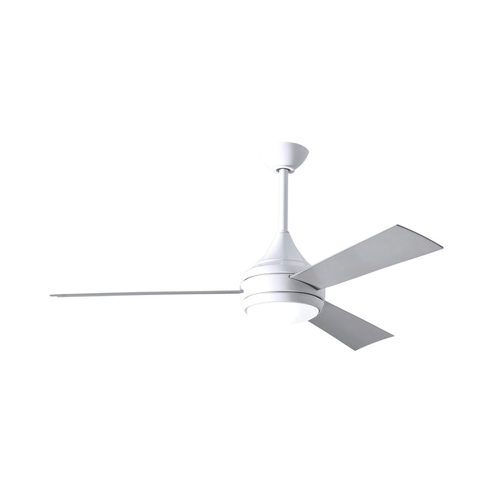 Donaire Outdoor LED Ceiling Fan in Gloss White/Brushed Stainless.