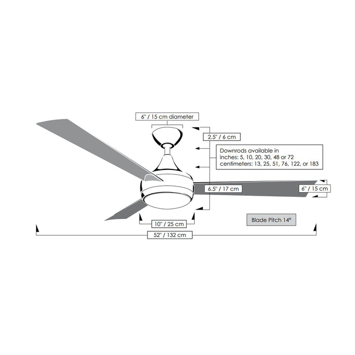 Donaire Outdoor LED Ceiling Fan - line drawing.