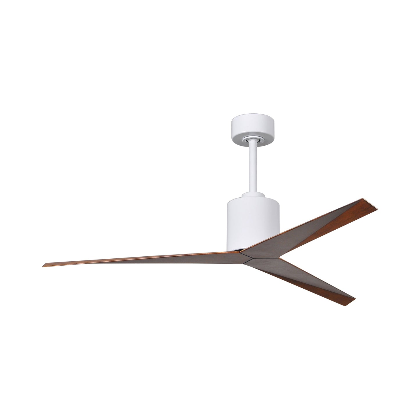 Eliza Outdoor Ceiling Fan in Gloss White/Walnut.