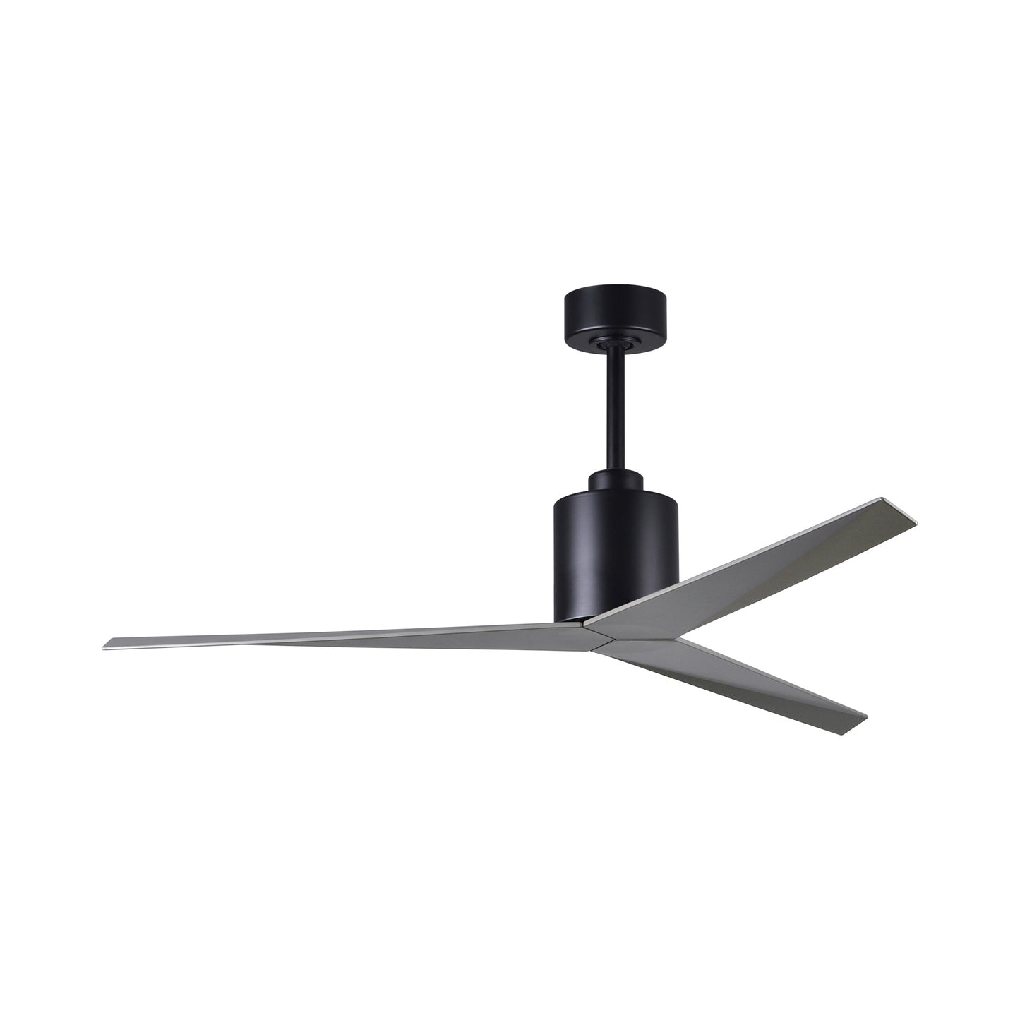 Eliza Outdoor Ceiling Fan in Mate Black/Brushed Nickel.