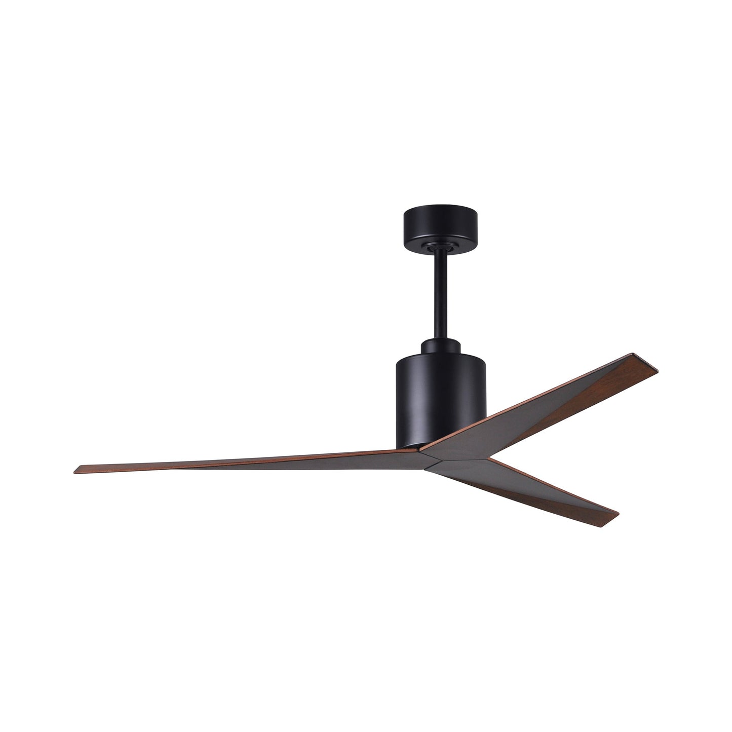 Eliza Outdoor Ceiling Fan in Mate Black/Walnut.