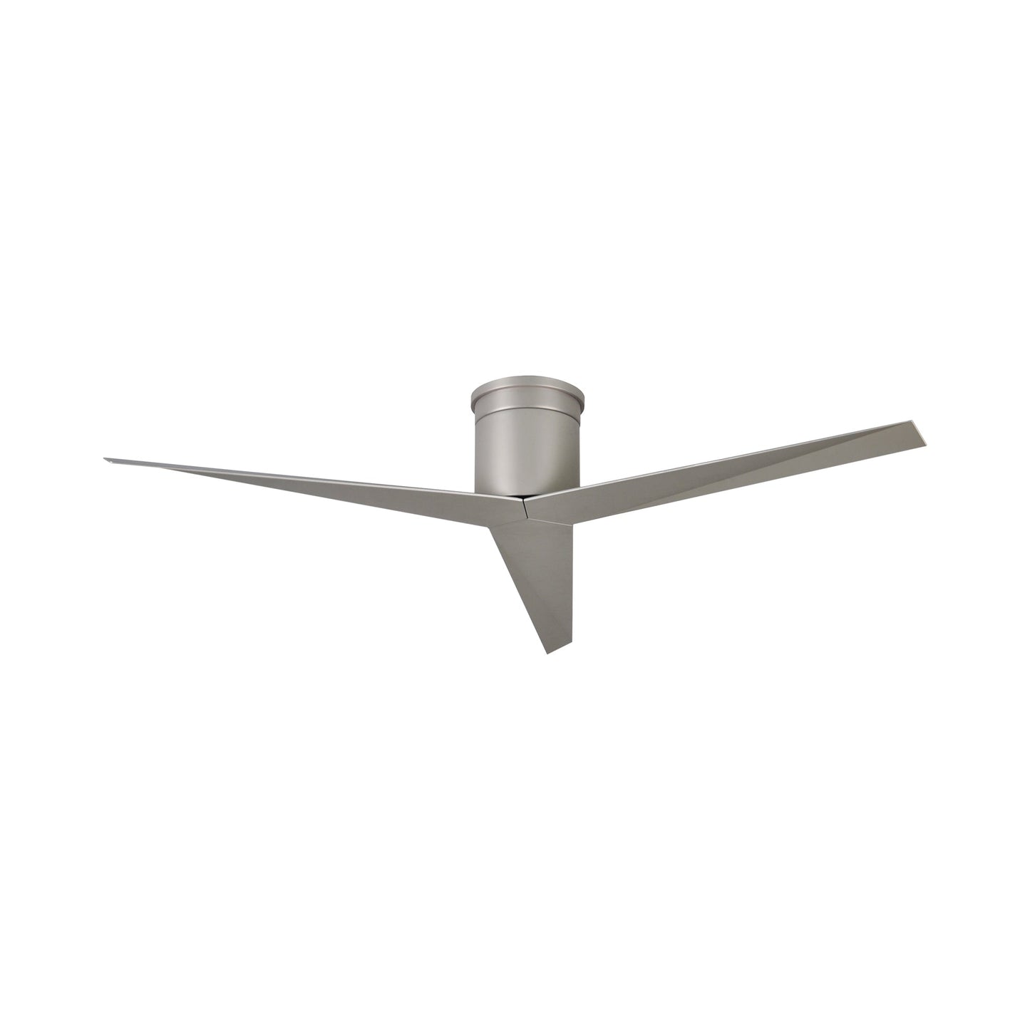 Eliza Outdoor Flush Mount Ceiling Fan in Brushed Nickel/Brushed Nickel.