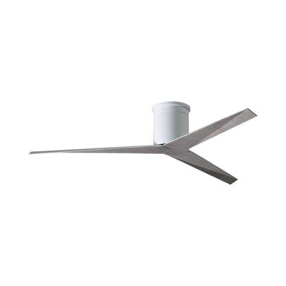 Eliza Outdoor Flush Mount Ceiling Fan in Gloss White/Barnwood.