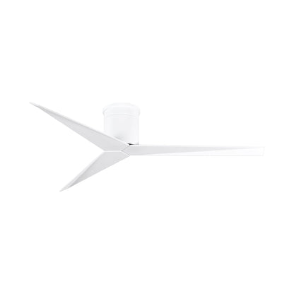 Eliza Outdoor Flush Mount Ceiling Fan in Gloss White/Gloss White.