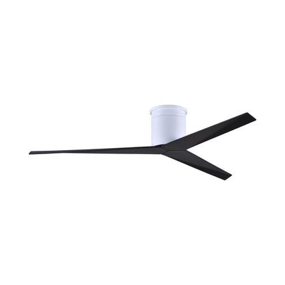 Eliza Outdoor Flush Mount Ceiling Fan in Gloss White/Matte Black.