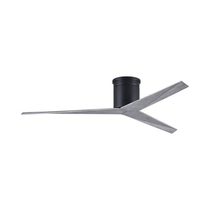 Eliza Outdoor Flush Mount Ceiling Fan in Matte Black/Barnwood.