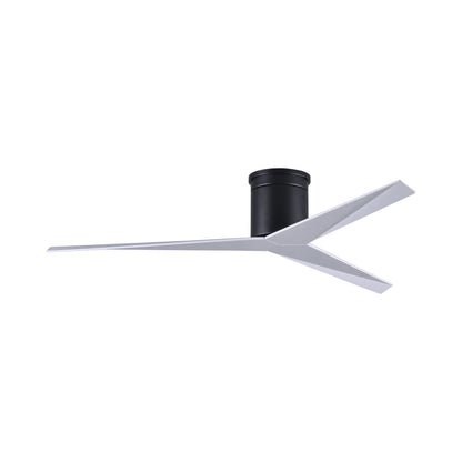 Eliza Outdoor Flush Mount Ceiling Fan in Matte Black/Gloss White.