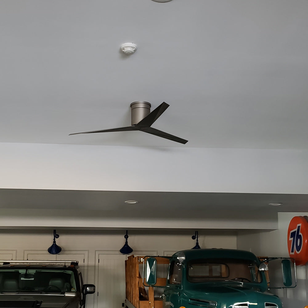 Eliza Outdoor Flush Mount Ceiling Fan in gara.