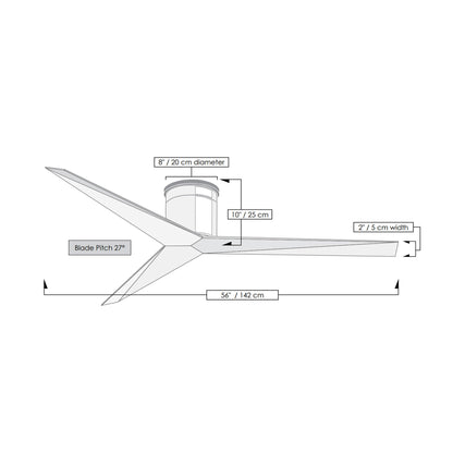 Eliza Outdoor Flush Mount Ceiling Fan - line drawing.