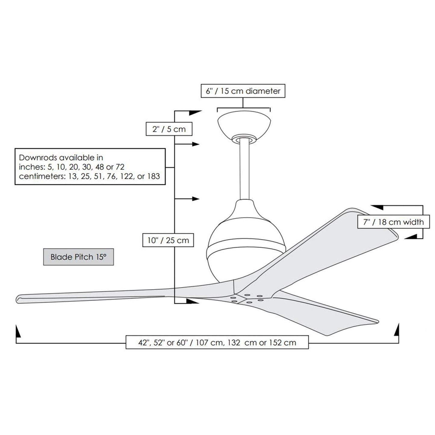 Irene Ceiling Fan - line drawing.