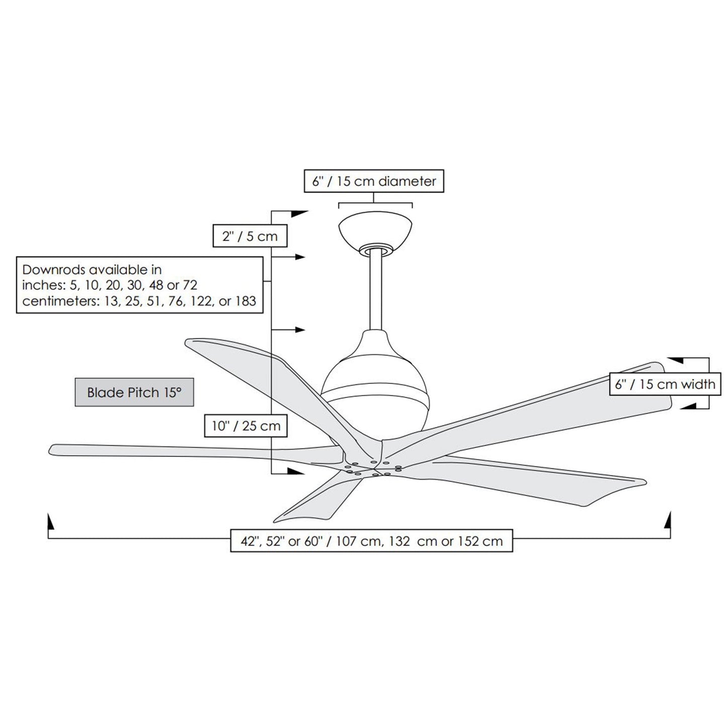 Irene Ceiling Fan - line drawing.