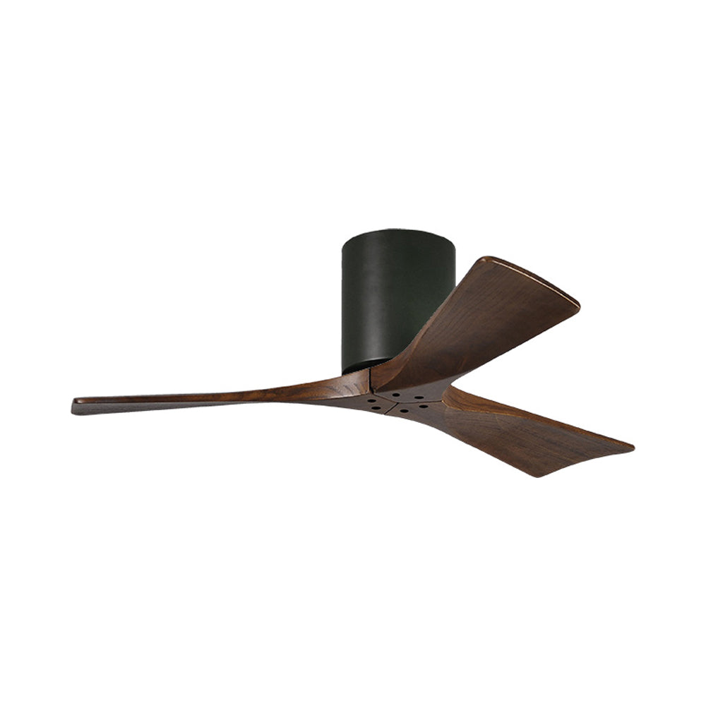 Irene IR3H Indoor / Outdoor Flush Mount Ceiling Fan in Matte Black/Walnut (42-Inch).