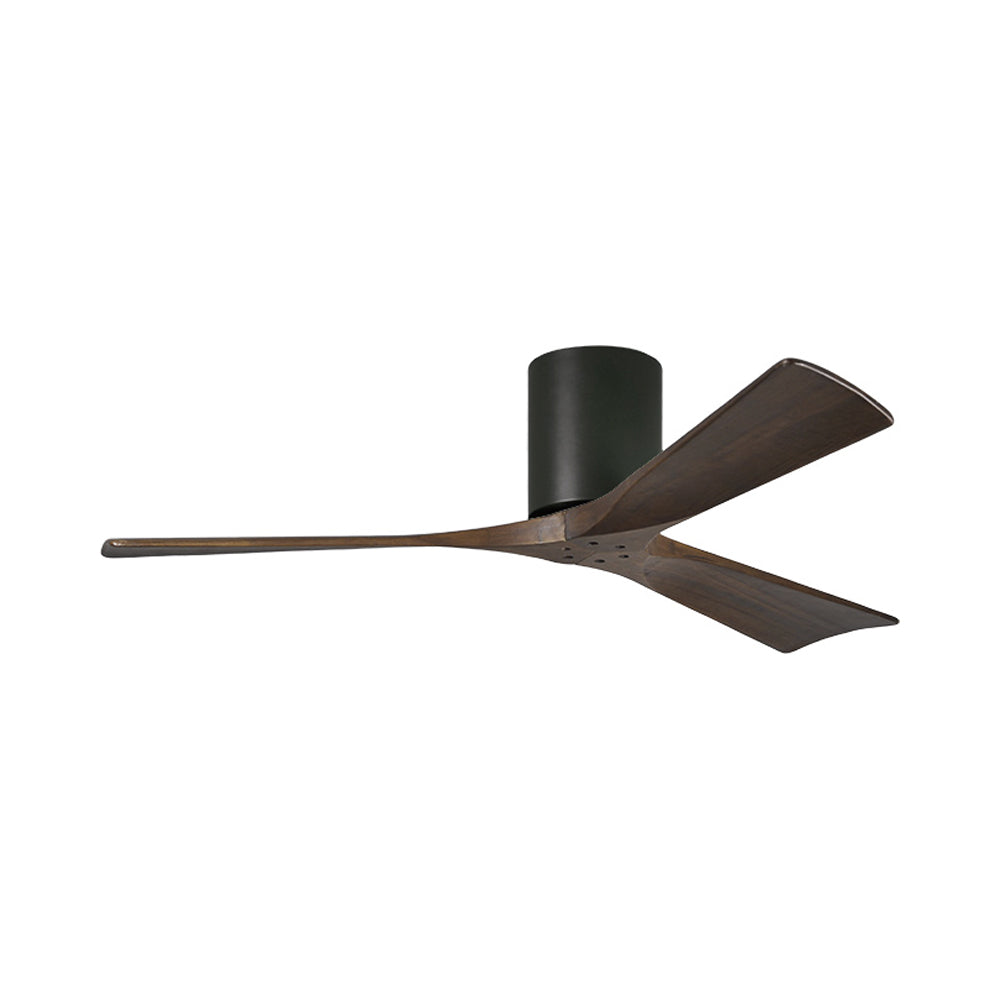 Irene IR3H Indoor / Outdoor Flush Mount Ceiling Fan in Matte Black/Walnut (52-Inch).