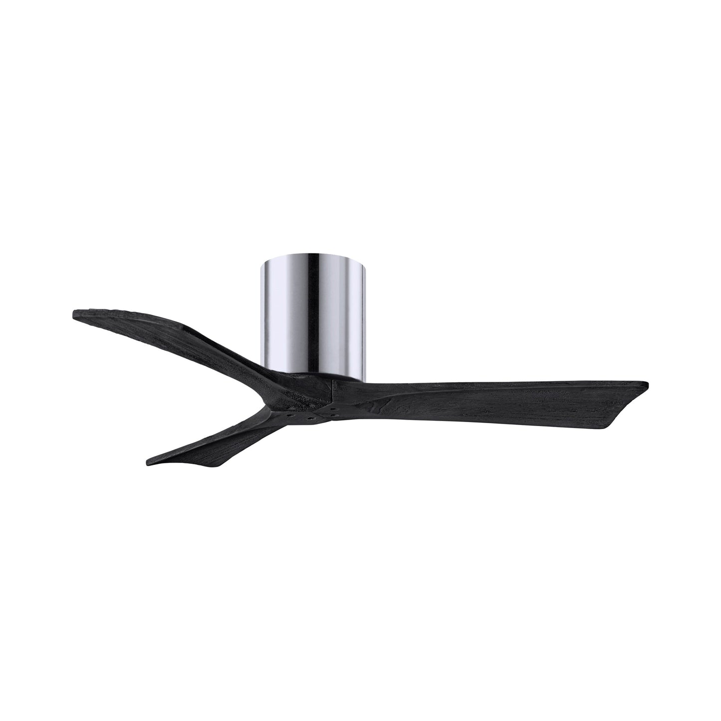 Irene IR3H Indoor / Outdoor Flush Mount Ceiling Fan in Polished Chrome/Matte Black (42-Inch).