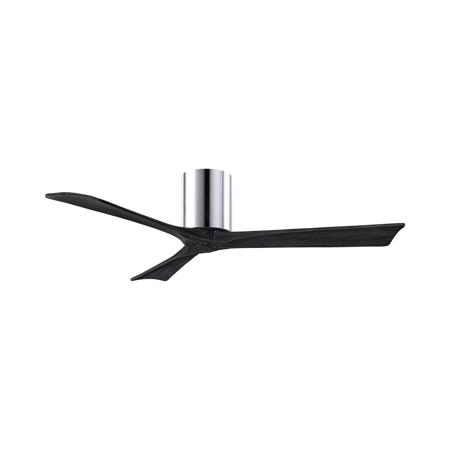 Irene IR3H Indoor / Outdoor Flush Mount Ceiling Fan in Polished Chrome/Matte Black (52-Inch).