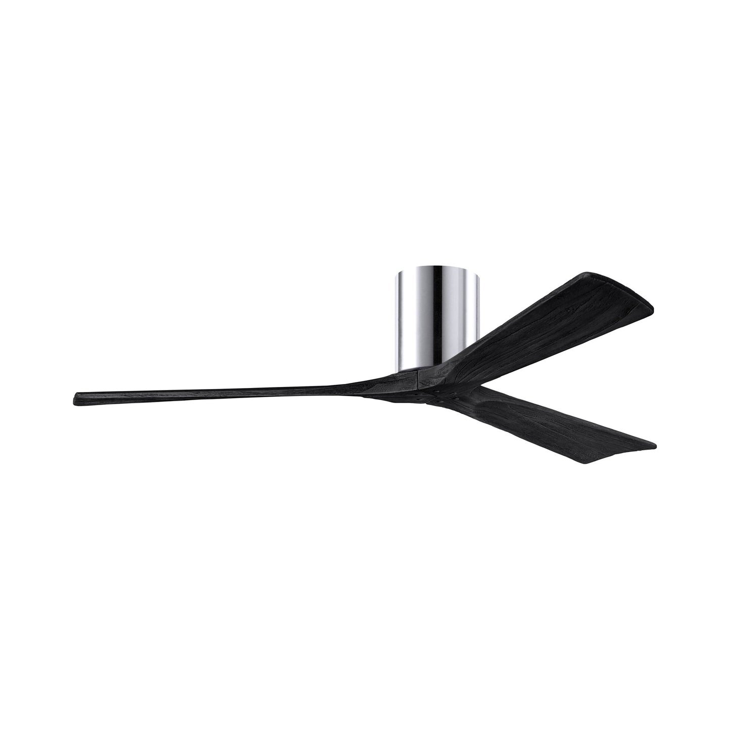 Irene IR3H Indoor / Outdoor Flush Mount Ceiling Fan in Polished Chrome/Matte Black (60-Inch).