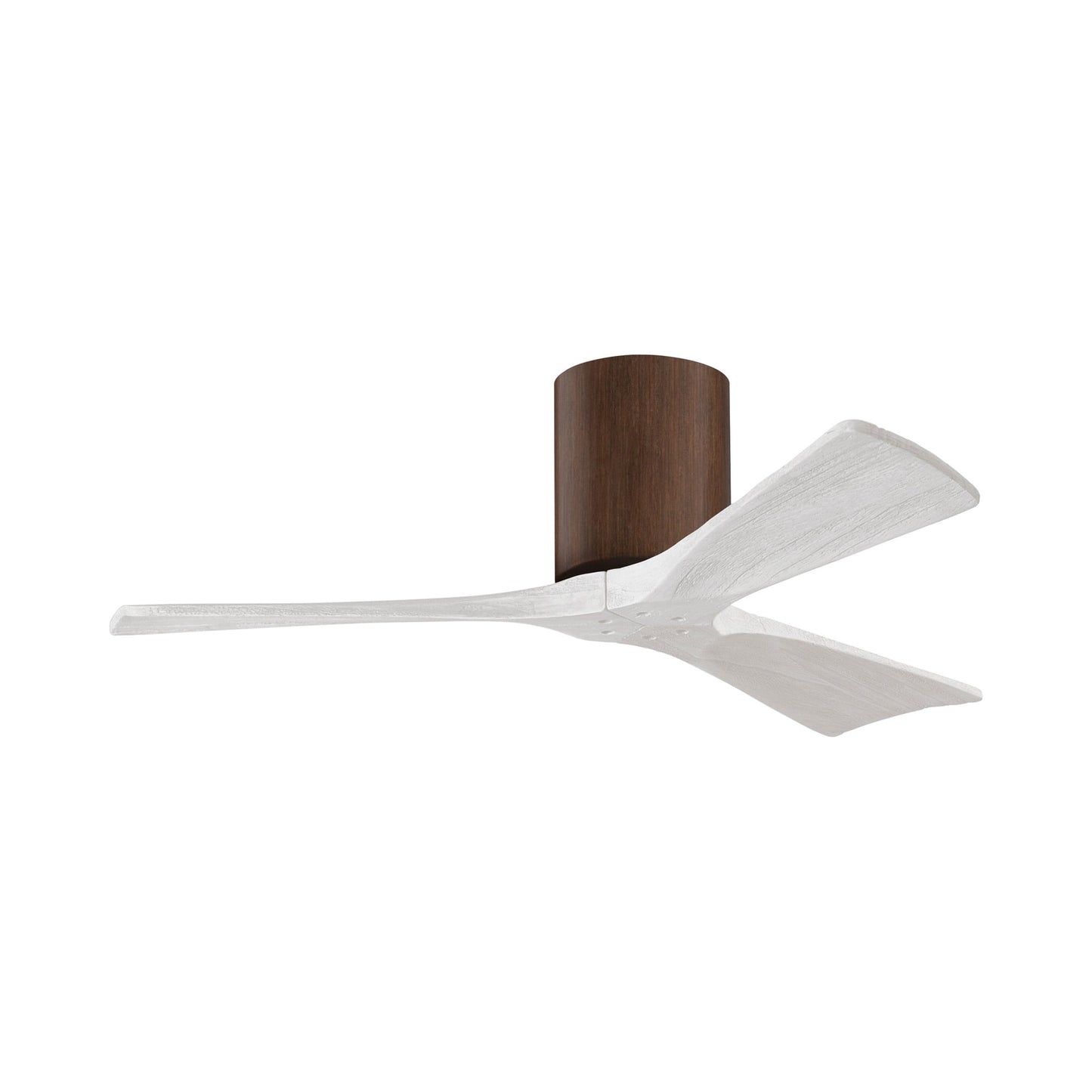 Irene IR3H Indoor / Outdoor Flush Mount Ceiling Fan in Walnut/Matte White (42-Inch).