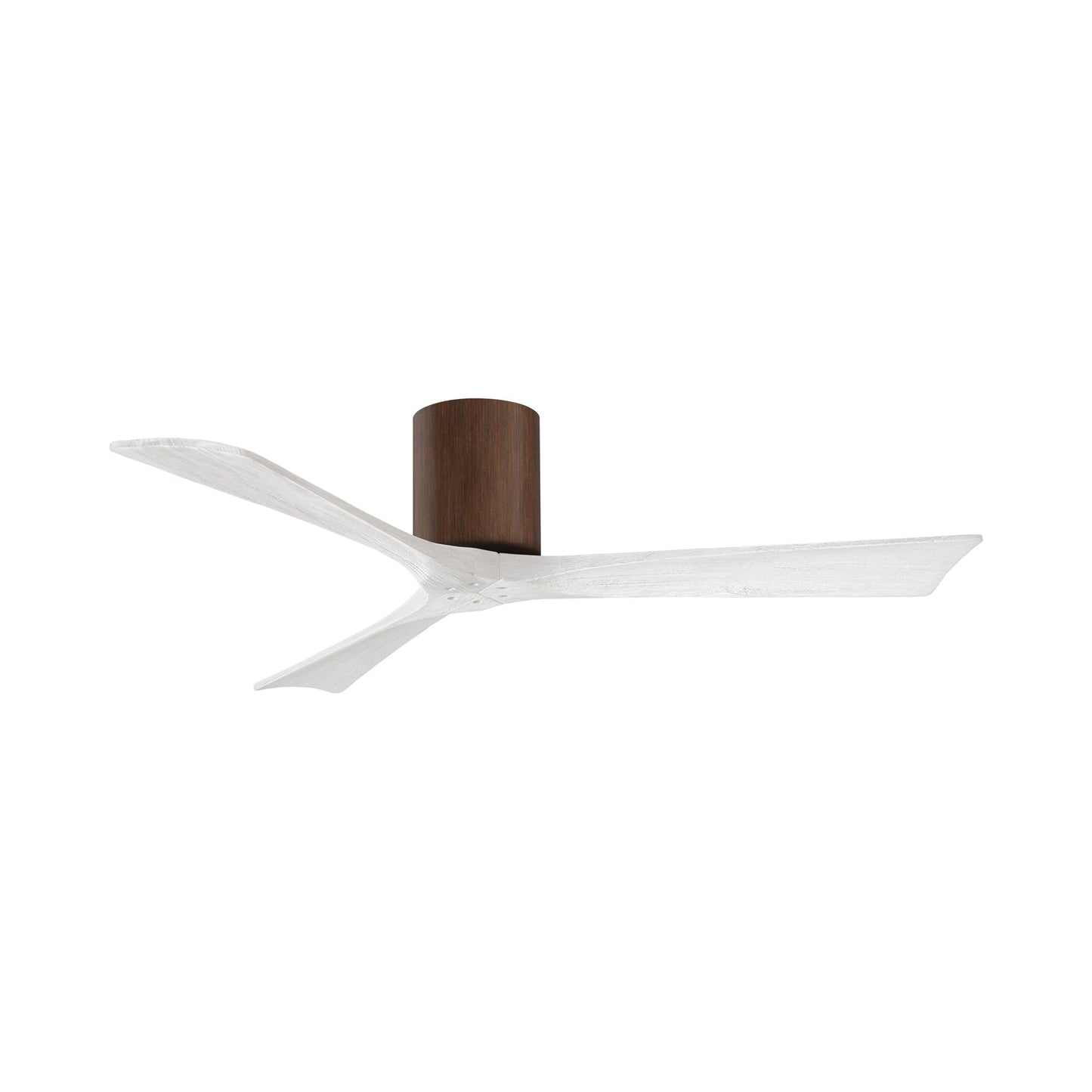 Irene IR3H Indoor / Outdoor Flush Mount Ceiling Fan in Walnut/Matte White (52-Inch).