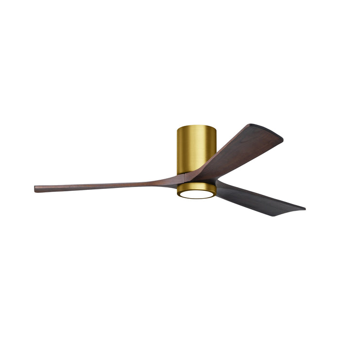 Irene IR3HLK LED Flush Mount Ceiling Fan in Brushed Brass/Walnut (60-Inch).