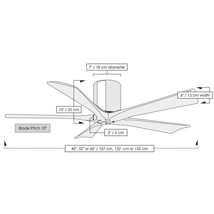 Irene IR5H Indoor / Outdoor Ceiling Fan - line drawing.