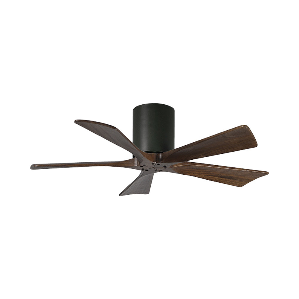 Irene IR5H Flush Mount Ceiling Fan in Matte Black/Walnut (42-Inch).