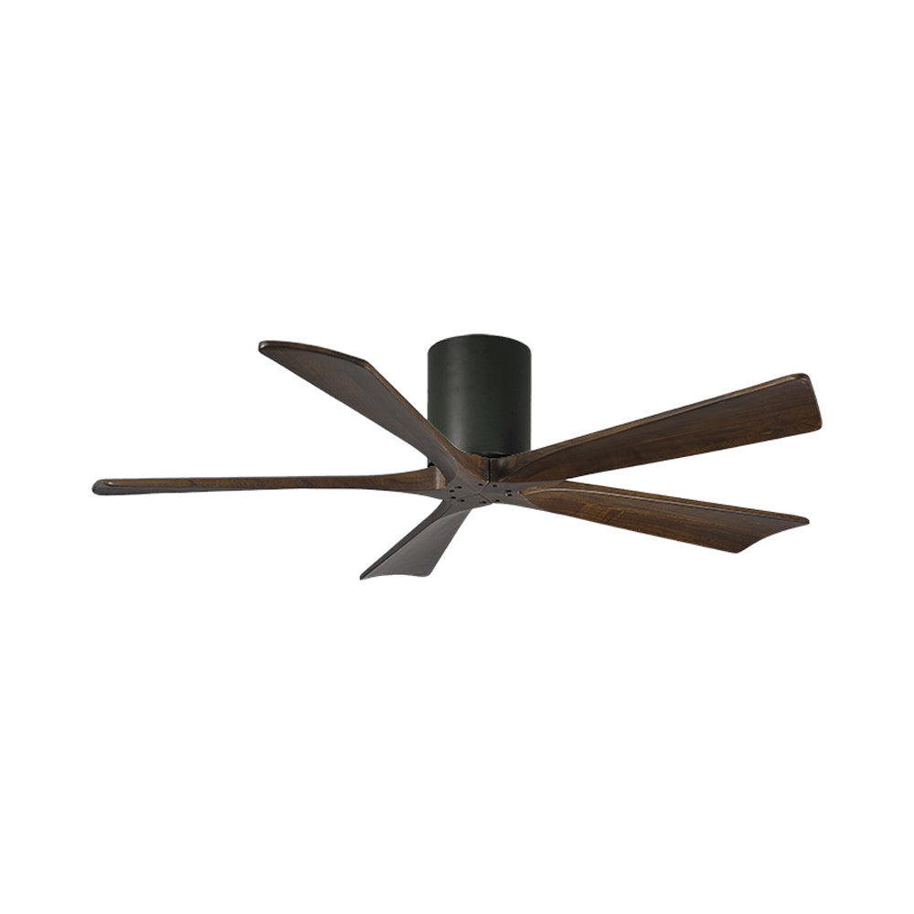 Irene IR5H Flush Mount Ceiling Fan in Matte Black/Walnut (52-Inch).