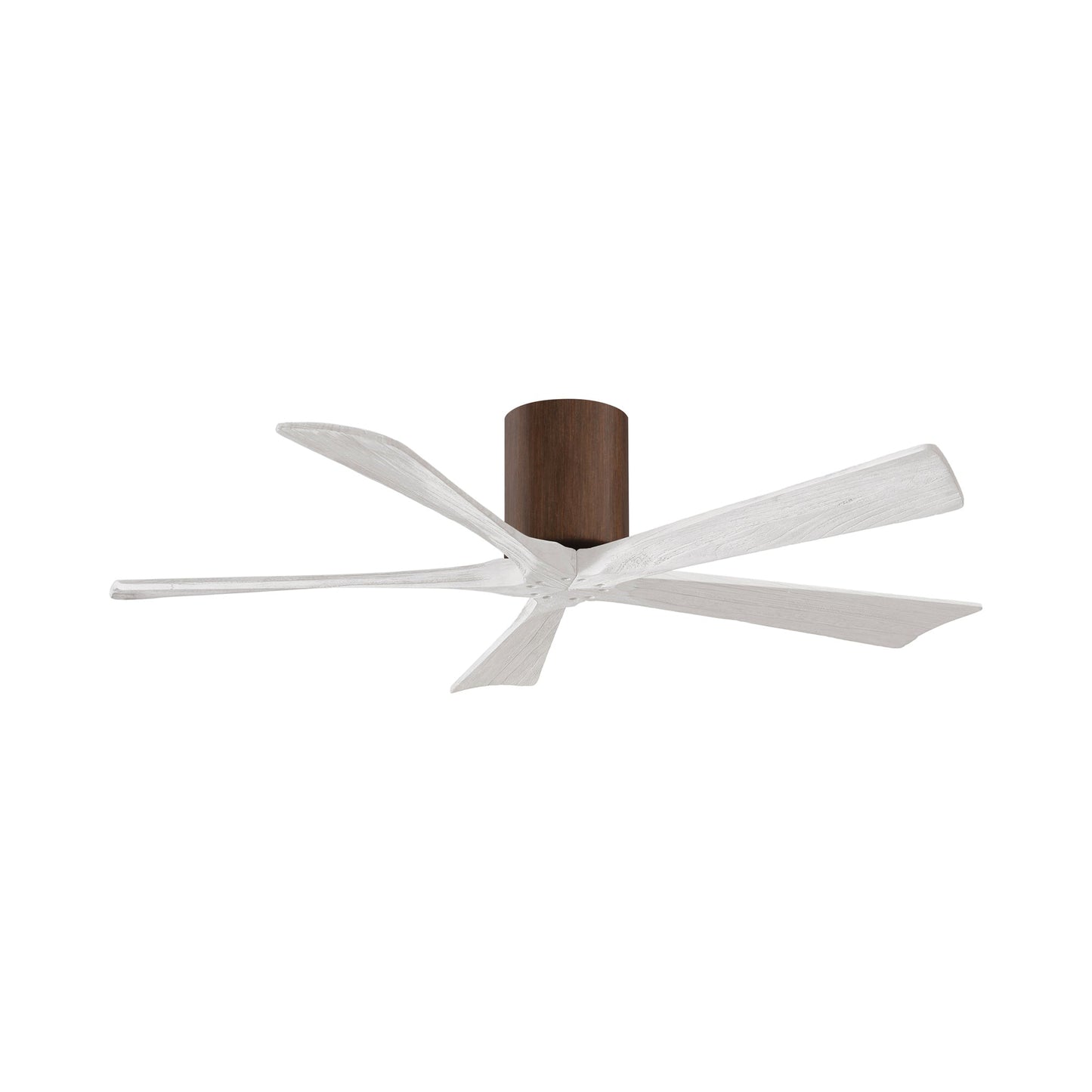 Irene IR5H Flush Mount Ceiling Fan in Walnut/Matte White (52-Inch).