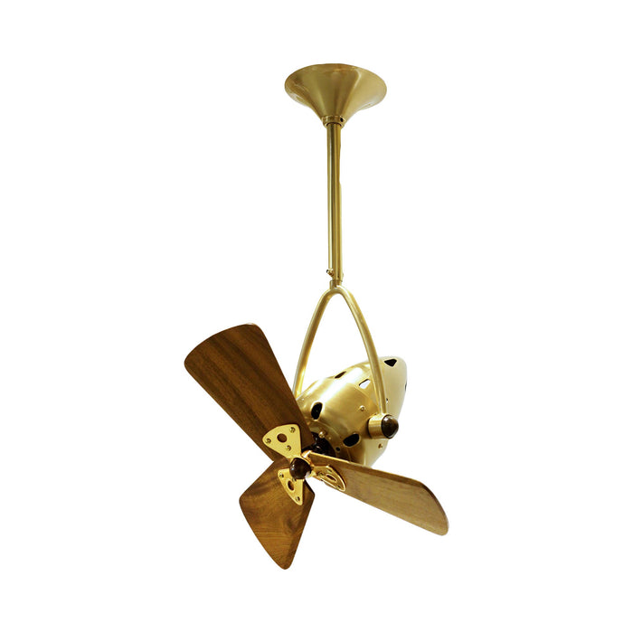 Jarold Direcional Ceiling Fan in Brushed Brass/Wood.