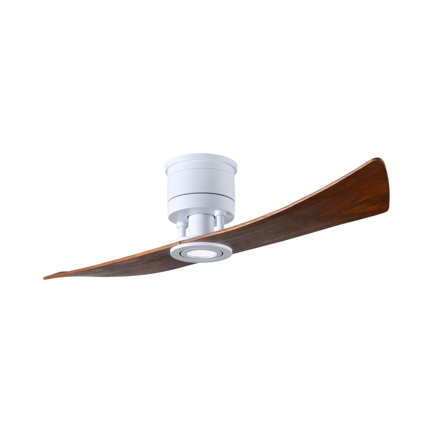 Lindsay LED Ceiling Fan in Matte White/Walnut.