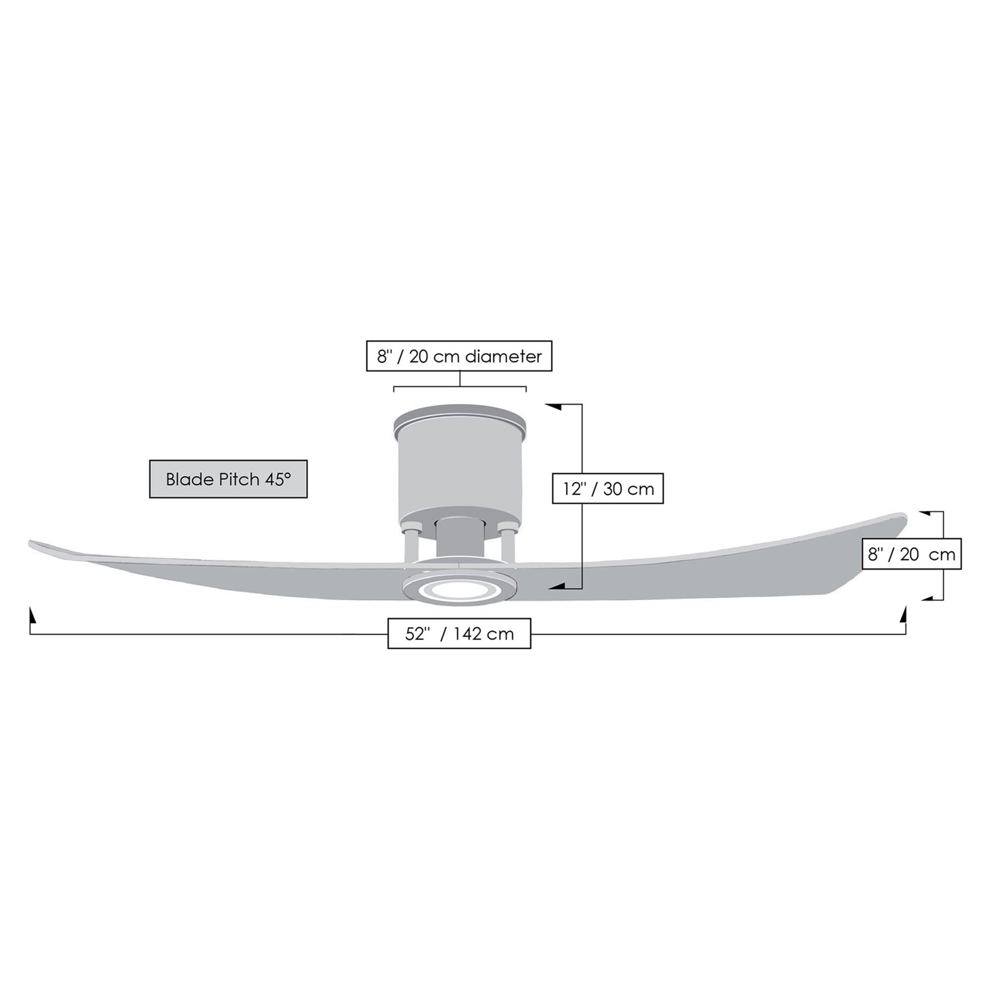 Lindsay LED Ceiling Fan - line drawing.