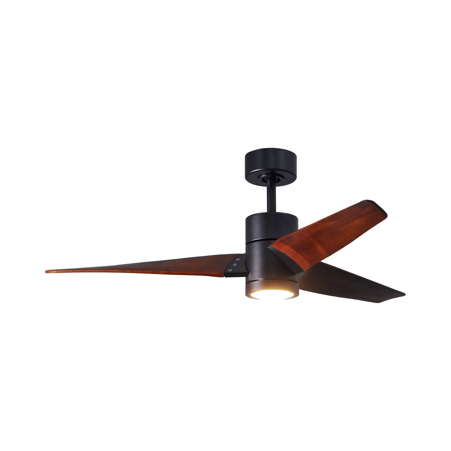 Super Janet LED Ceiling Fan in Matte Black/Walnut (52-Inch).