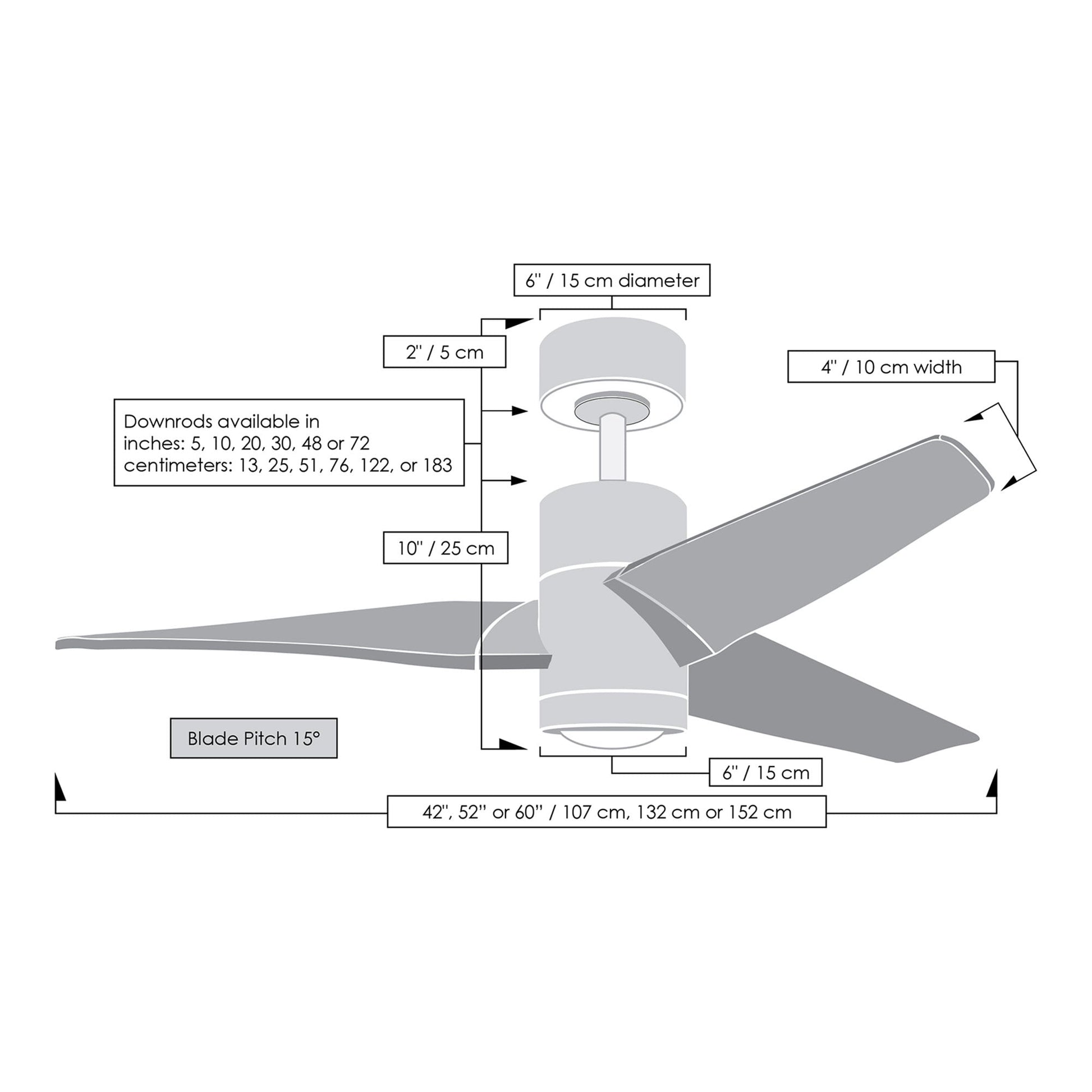 Super Janet LED Ceiling Fan - line drawing.