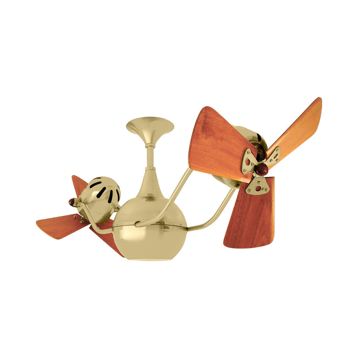 Vent-Bettina Ceiling Fan in Brushed Brass/Solid Mahogany Wood.