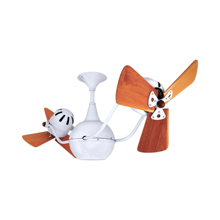 Vent-Bettina Ceiling Fan in Gloss White/Solid Mahogany Wood.
