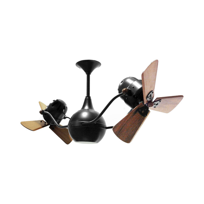Vent-Bettina Ceiling Fan in Matte Black/Solid Mahogany Wood.