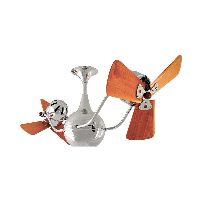 Vent-Bettina Ceiling Fan in Polished Chrome/Solid Mahogany Wood.